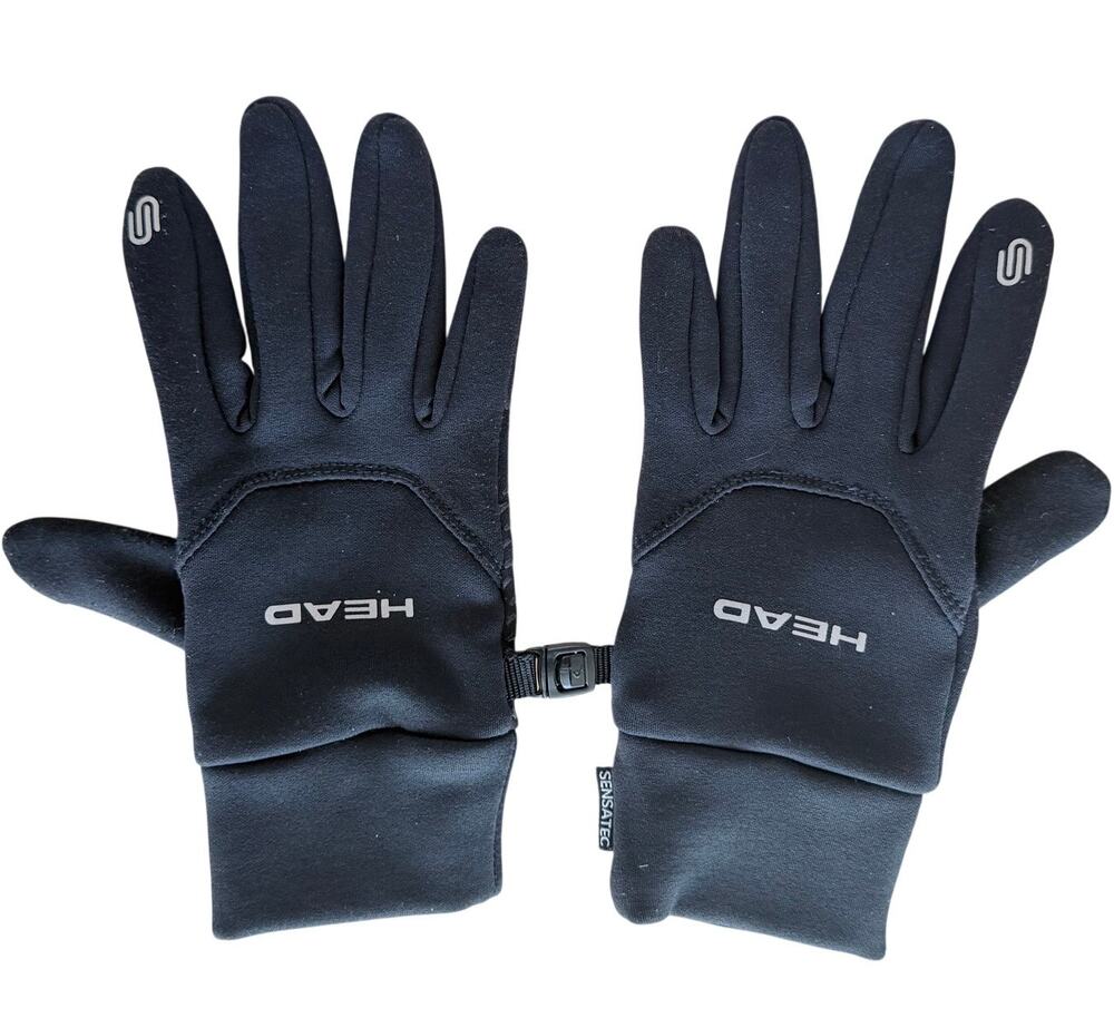 HEAD black running gloves phone touch XS sensatec cold weather lightweight thin